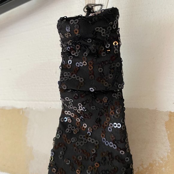Black Sequin Elastic NeckTie - Picture 2 of 6